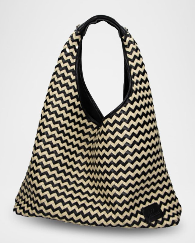 Large Woven Leather Hobo Bag